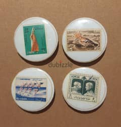 4 Vintage Lebanese stamps pins