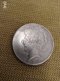 USA One Dollar Silver Coin Peace Dollar year 1923 weight 26 grams 0