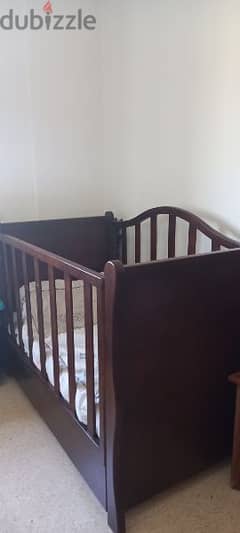 wood crib for baby and toddler with mattress