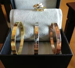 3 bracelets 3 rings hermes copy with box
