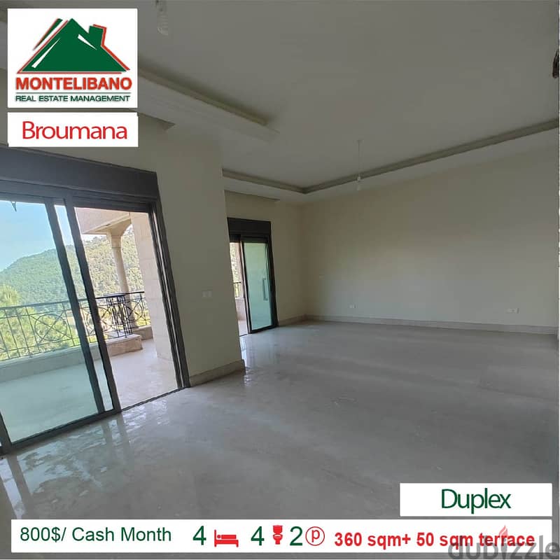 800$/Cash Month!!! Apartment Duplex for rent in Broumana!!! 3