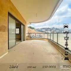 Zikrit | 750$/SQM | Huge Balcony | 3 Bedrooms | 4 Balconies | 2Parking 0