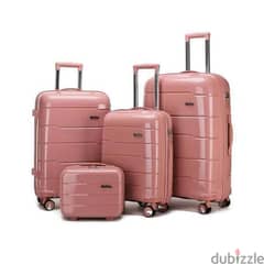 set of 4 bags pink best quality suitcase luggage trolley bags 0