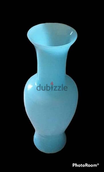 Big Mid-century Blue Opaline Vase 0