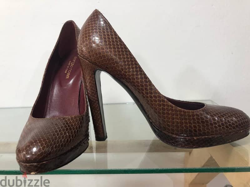 SERGIO ROSSI PYTHON SNAKESKIN HIGH HEELS 1