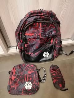 school bag 43cm + lunch bag +pencil case not used
