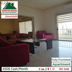 450$ Cash/Month!! Apartment for rent in Jounieh!! 0