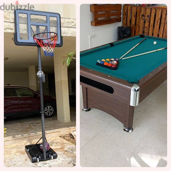2 items (billiard 7.2ft +basketball stand) 0