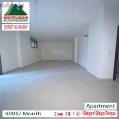 450$ per month!!! Apartment for rent in QORNET AL HAMRA!!!