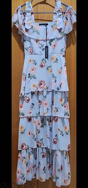 walter Baker Coco blue floral maxi dress size 40 (42)فستان طويل