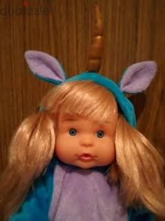 BABY GIRL DIMIAN in Unicorn Overol large as new doll 35Cm has hair=15