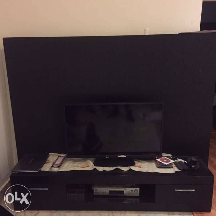 TV cabinet - black wood 2m * 157cm (Original price: 2’000$) 1