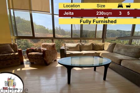 Jeita 230m2 | Excellent Apartment | Furnished | Mountain View |