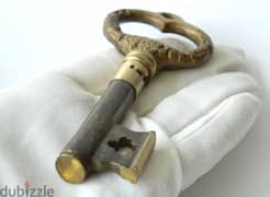 Vintage Wine Opener Old Key Solid Brass Barware Corkscrew Key