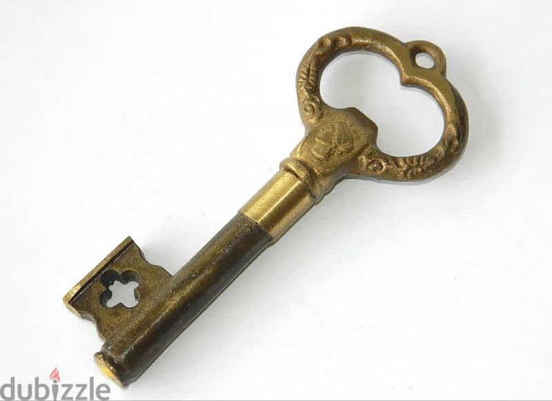 Vintage Wine Opener Old Key Solid Brass Barware Corkscrew Key 1