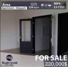 Apartment For Sale in Dbayeh, 220 m2, شقّة للبيع في ضبيّه 0