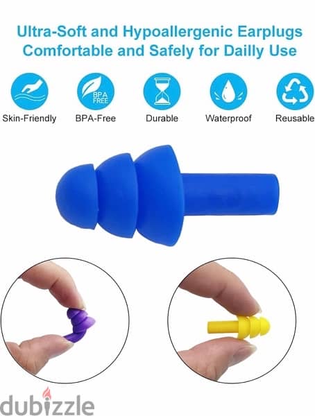 Earplugs Per Piece Silicone Reusable Waterproof Hearing Protection 2