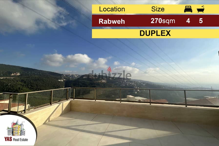Rabweh 270m2 + 80m2 Terrace | Duplex | High End | Mountain View | MJ 0