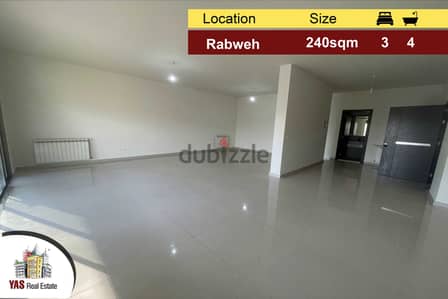 Rabweh 240m2 + 120m2 Terrace | New Flat | Mountain View | High End |MJ