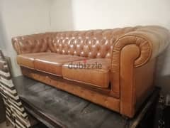 chesterfield salon genuine leather bufallo original england 0