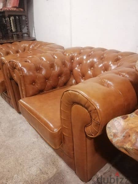 chesterfield salon genuine leather bufallo original england 2