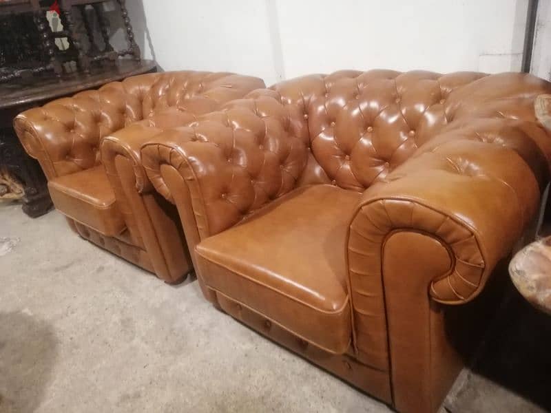 chesterfield salon genuine leather bufallo original england 4