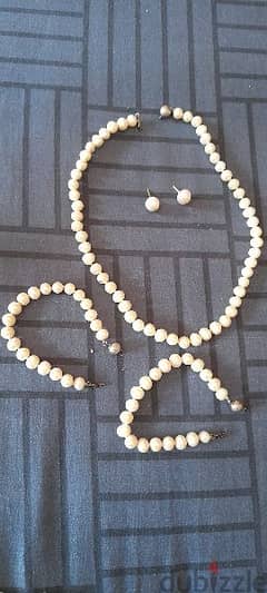 fresh water pearl necklace earrings 18kt bracelet