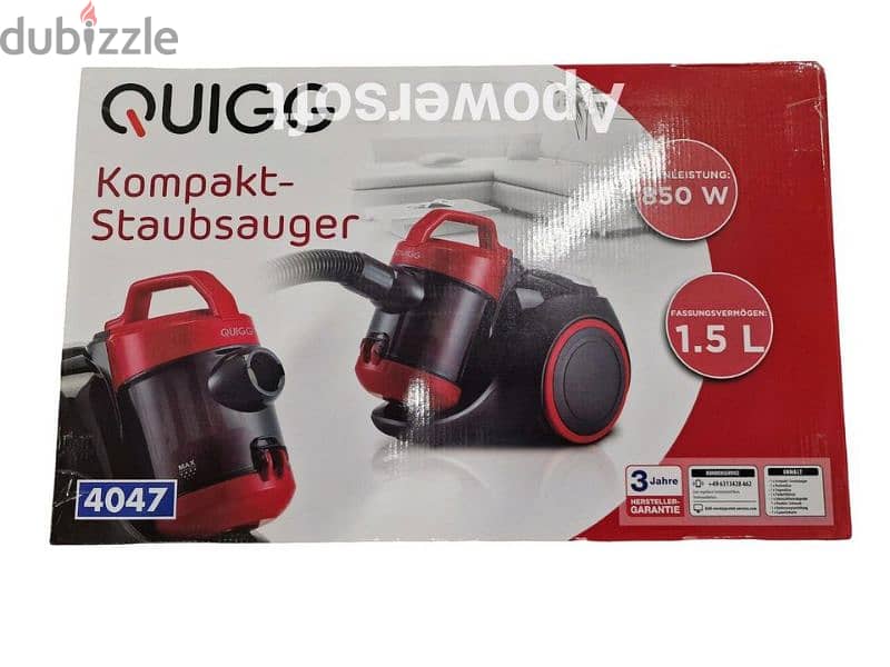 QUIGG Compact Vacuum Cleaner 850W Red 1.5L Bagless New 1