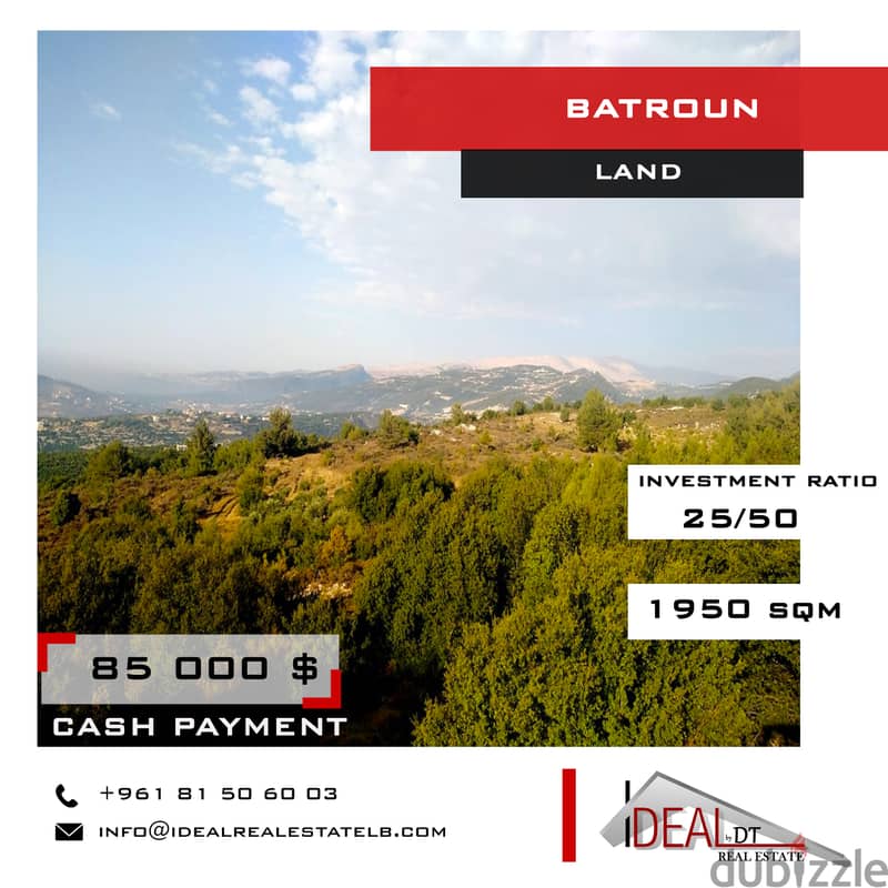 Land for sale in batroun 1950 SQM REF#JH17209 0