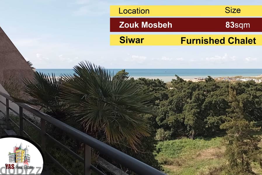 Siwar | Zouk Mosbeh | 83m2 | Chalet | Furnished | Sea View | 0