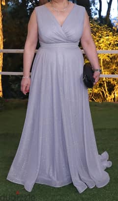 Elegant Silver Glitter Dress | فستان فضي أنيق مزين باللمعان