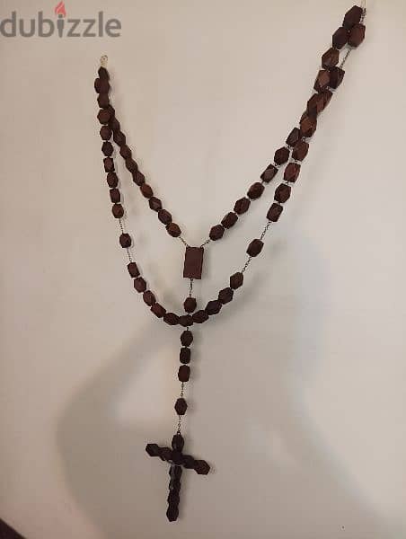 Beautiful Large Vintage Wall Rosar
Handcarved Wooden Beads 2