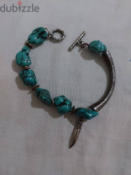 Bracelet old Turquoise  Silver weight 25.5 gramsسوار فيروز قديم فضة 0