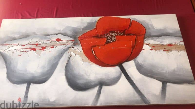 Painting of Red and Gray Flowers 1