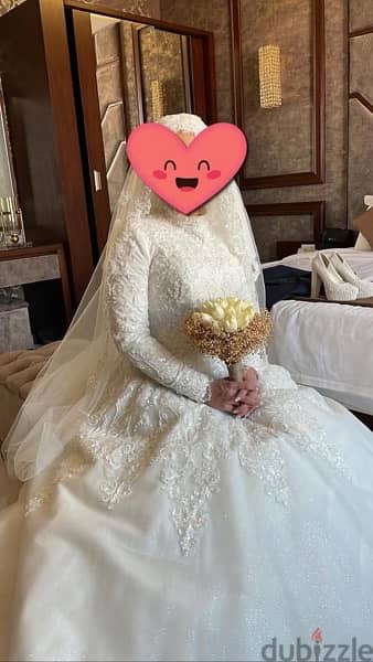 Wedding dress فستان عرس مع طرحة 1