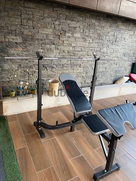 adjustable bench with rack and biceps like new heavy duty best quality 0