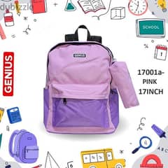 Genius School Bag 2 Pcs Set 17" - 17001a-PINK 0