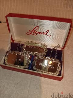 Vintage 1940s set of 3 Leonard silver bottle labels made in Japan