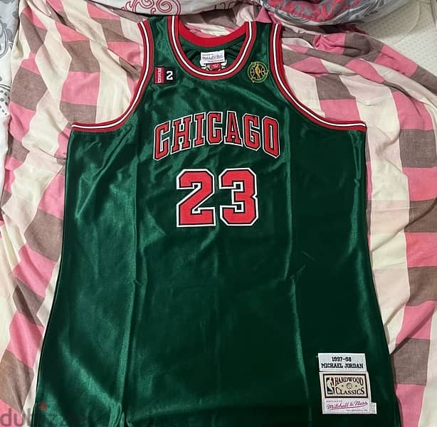 micheal Jordan nba green chicago bulls jersey 97/98 7