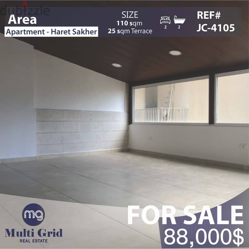 Apartment For Sale in Haret Sakher, 110 m2, شقّة للبيع في حارة صخر 0