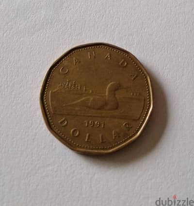 1991 Canada 1 dollar queen Elizabeth