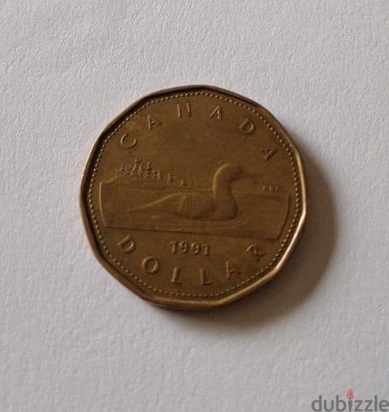 1991 Canada 1 dollar queen Elizabeth 1