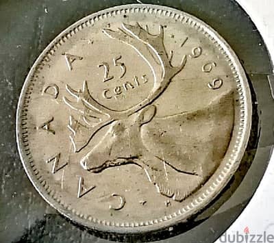 1969 Canada 25 cents Queen Elizabeth II