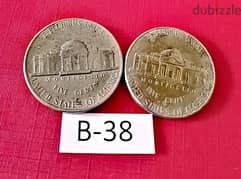 Lot# B-38 USA 5 cents set of two coins 0