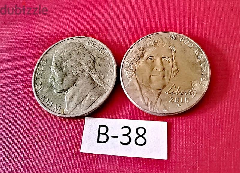 Lot# B-38 USA 5 cents set of two coins 1