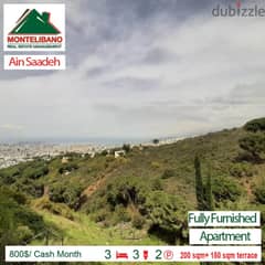 800$/Cash Month!!! Apartment for rent in Ain Saadeh!!! 0