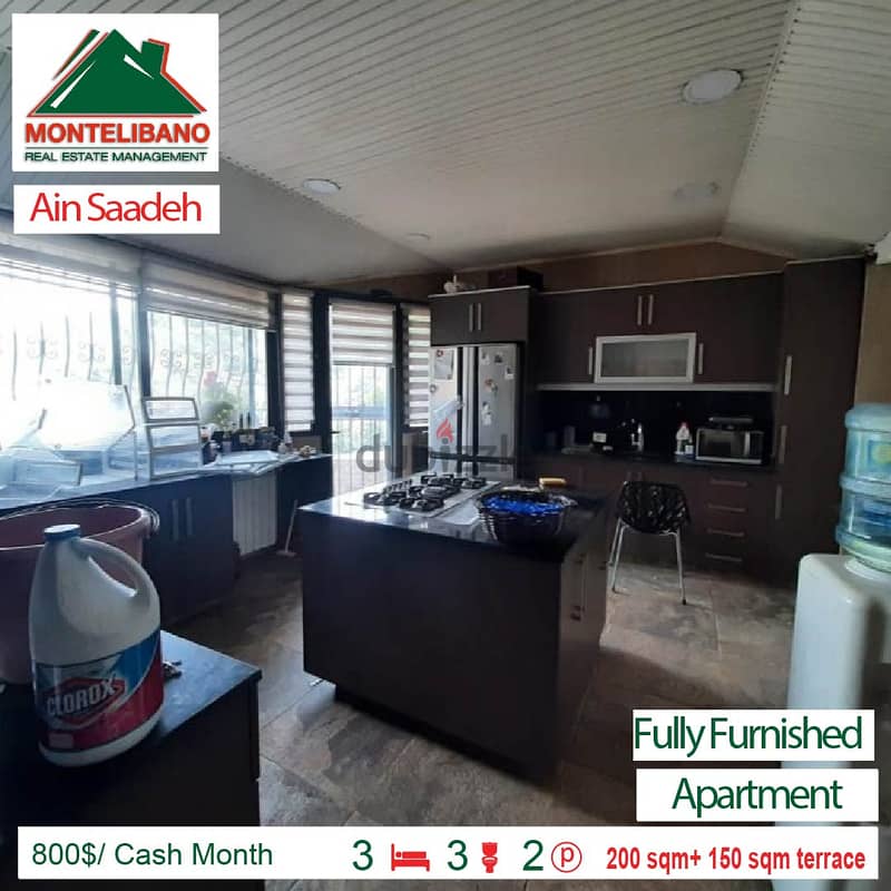 800$/Cash Month!!! Apartment for rent in Ain Saadeh!!! 4