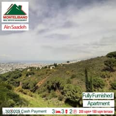 300.000$ Cash Payment!!! Apartment for sale in Ain Saadeh!!!