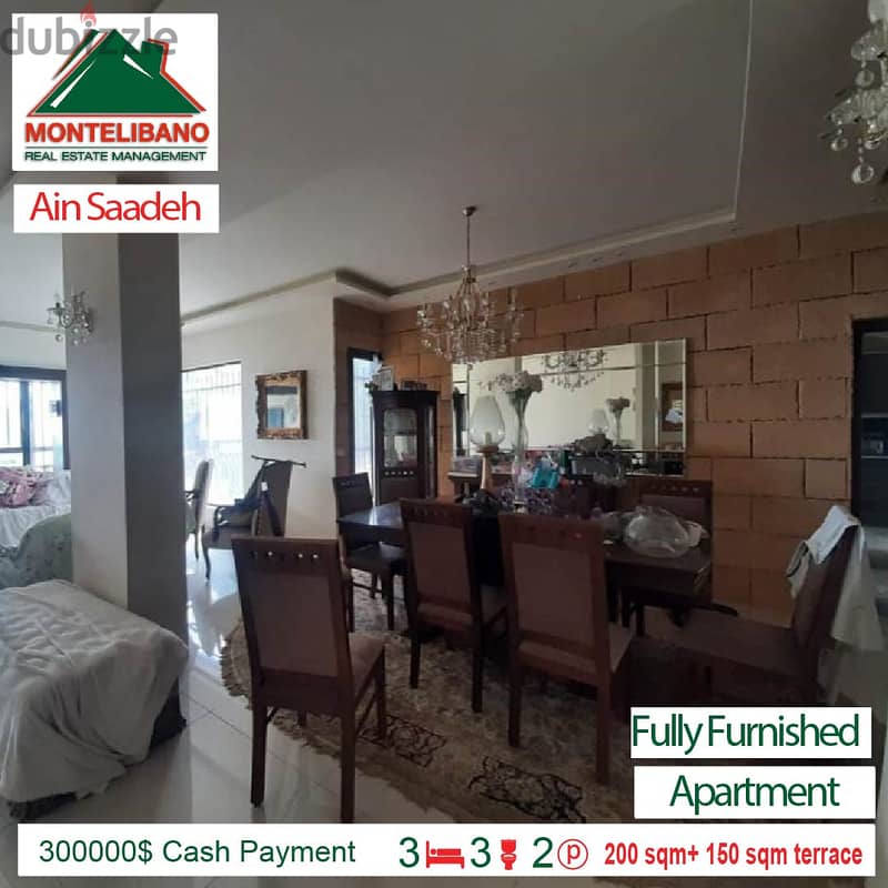 300.000$ Cash Payment!!! Apartment for sale in Ain Saadeh!!! 3