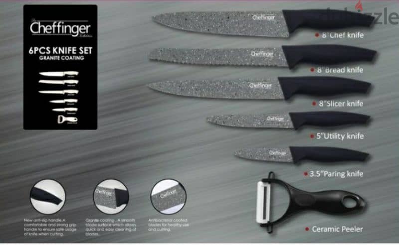 CHEFFINGER Ergonomic Antibacterial Non-stick 6 pcs Knife /3$ delivery. 4